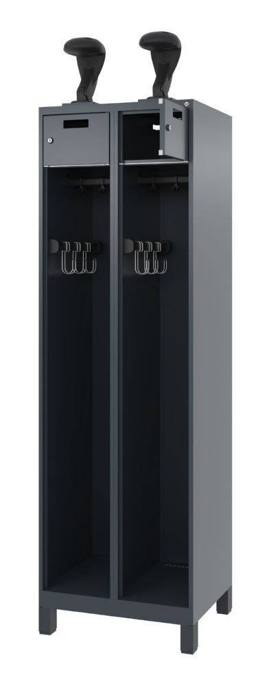 C+P Feuerwehrspind Praktus 2 Abteile anthrazit 600 x 500x x 1850 mm Produktbild C+P Feuerwehrspind Praktus 2 Abteile anthrazit 600 x 500x x 1850 mm bild 2