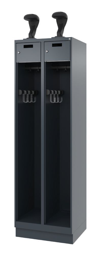 C+P Feuerwehrspind Evolo Praktus 2 identische Abteile anthrazit 600 x 500 x 1850 mm Produktbild C+P Feuerwehrspind Evolo Praktus 2 identische Abteile anthrazit 600 x 500 x 1850 mm