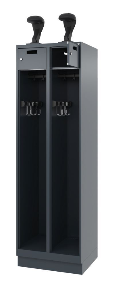 C+P Feuerwehrspind Evolo Praktus 2 identische Abteile anthrazit 600 x 500 x 1850 mm Produktbild C+P Feuerwehrspind Evolo Praktus 2 identische Abteile anthrazit 600 x 500 x 1850 mm bild 2