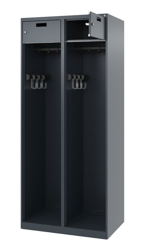 C+P Feuerwehrspind Praktus doppeltes Abteil anthrazit 800 x 500 x 1850 mm Produktbild C+P Feuerwehrspind Praktus doppeltes Abteil anthrazit 800 x 500 x 1850 mm bild 2