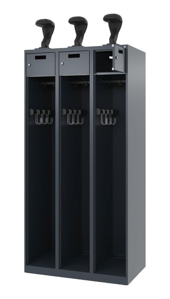C+P Feuerwehrspind Evolo Praktus 3 Abteile je 300 mm anthrazit 900 x 500 x 1850 mm Produktbild C+P Feuerwehrspind Evolo Praktus 3 Abteile je 300 mm anthrazit 900 x 500 x 1850 mm bild 2