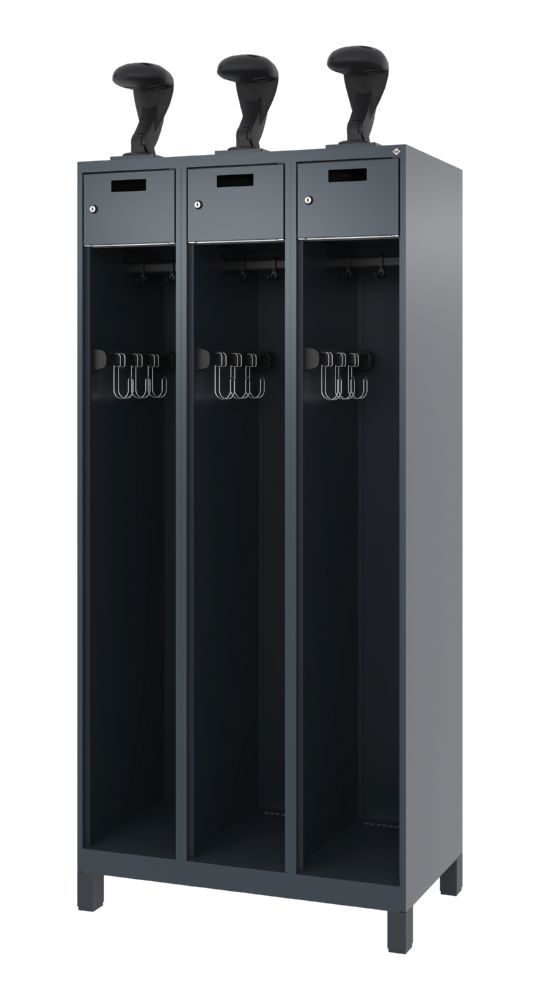 C+P Feuerwehrspind Evolo Praktus mit 3 Helmhalter anthrazit 900 x 500 x 1850 mm Produktbild C+P Feuerwehrspind Evolo Praktus mit 3 Helmhalter anthrazit 900 x 500 x 1850 mm