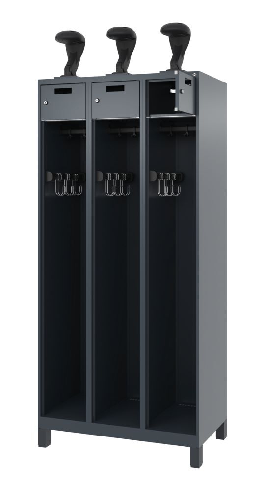 C+P Feuerwehrspind Evolo Praktus mit 3 Helmhalter anthrazit 900 x 500 x 1850 mm Produktbild C+P Feuerwehrspind Evolo Praktus mit 3 Helmhalter anthrazit 900 x 500 x 1850 mm bild 2