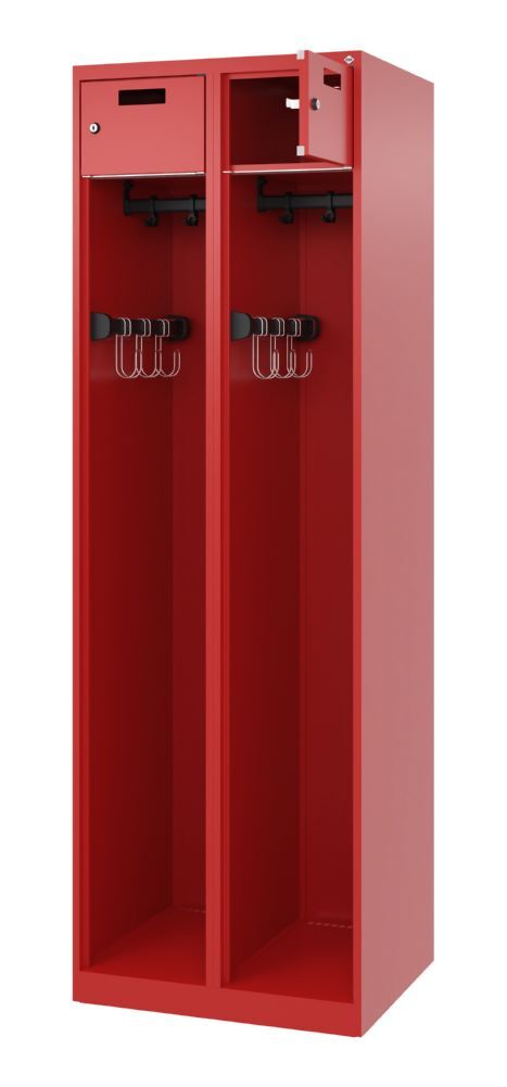 C+P Feuerwehrspind Praktus stabile Garderobenstange feuerrot 600 x 500 x 1850 mm Produktbild C+P Feuerwehrspind Praktus stabile Garderobenstange feuerrot 600 x 500 x 1850 mm bild 2