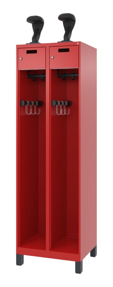 C+P Feuerwehrspind mit Fußteil Praktus 2 Abteile feuerrot 600 x 500 x 180 mm Produktbild C+P Feuerwehrspind mit Fußteil Praktus 2 Abteile feuerrot 600 x 500 x 180 mm