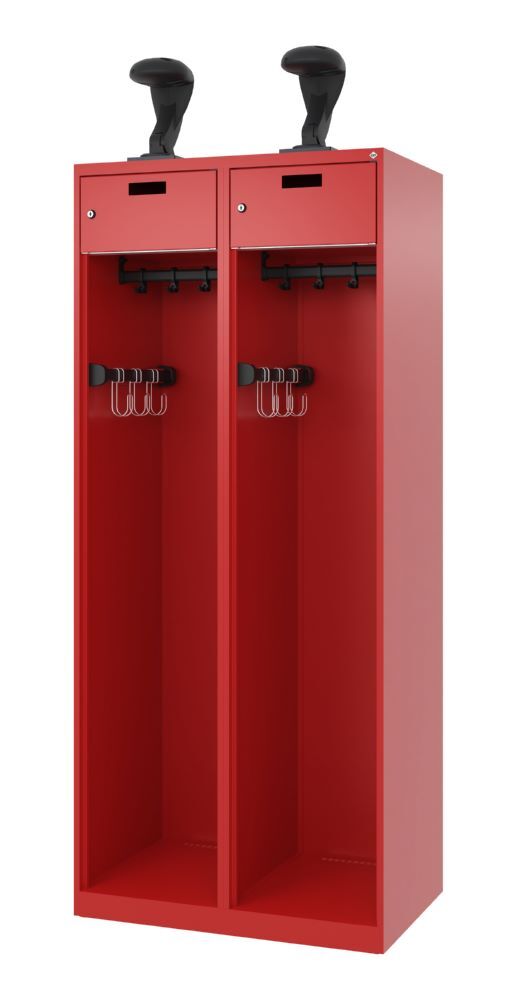 C+P Feuerwehrspind Praktus 2 Abteile mit Schiebehaken feurrot 800 x 500 x 1850 mm Produktbild C+P Feuerwehrspind Praktus 2 Abteile mit Schiebehaken feurrot 800 x 500 x 1850 mm
