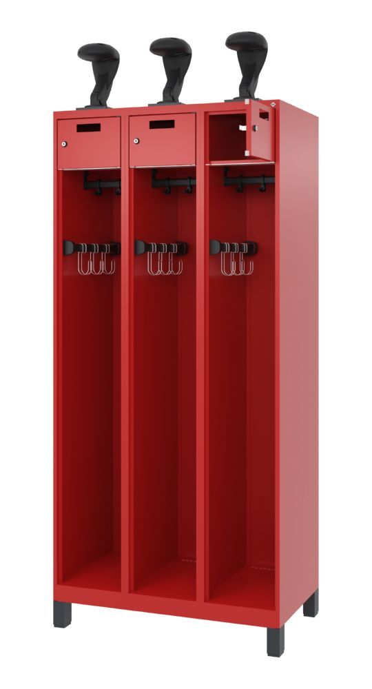 C+P Feuerwehrspind Evolo Praktus mit 3 Helmhalter feuerrot 900 x 500 x 1850 mm Produktbild C+P Feuerwehrspind Evolo Praktus mit 3 Helmhalter feuerrot 900 x 500 x 1850 mm bild 2
