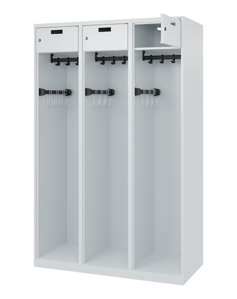 C+P Feuerwehrspind Evolo Praktus 3 Abteile je 400 mm lichtgrau 1200 x 500 x 1850 mm Produktbild C+P Feuerwehrspind Evolo Praktus 3 Abteile je 400 mm lichtgrau 1200 x 500 x 1850 mm bild 2