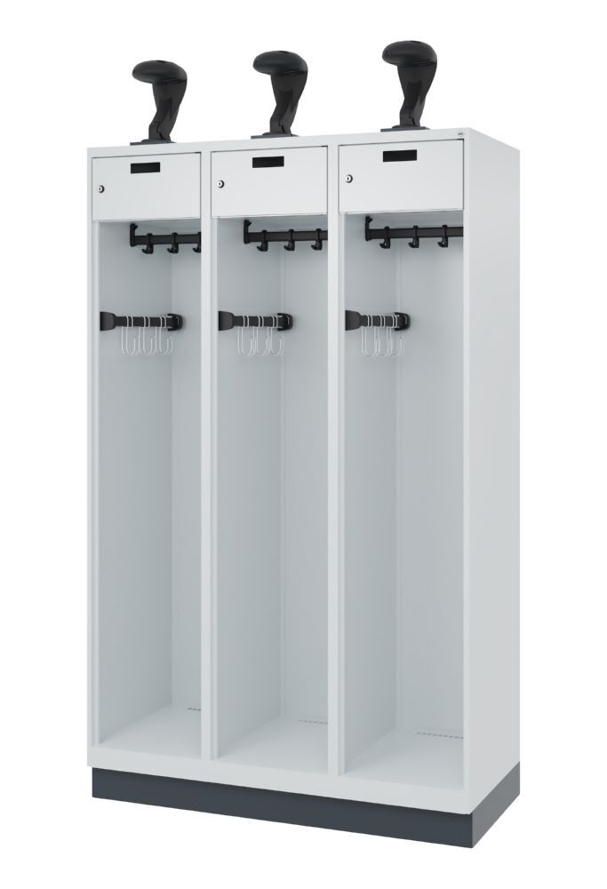 C+P Feuerwehrspind Praktus 3 offene Abteile lichtgrau 1200 x 500 x 1850 mm Produktbild C+P Feuerwehrspind Praktus 3 offene Abteile lichtgrau 1200 x 500 x 1850 mm