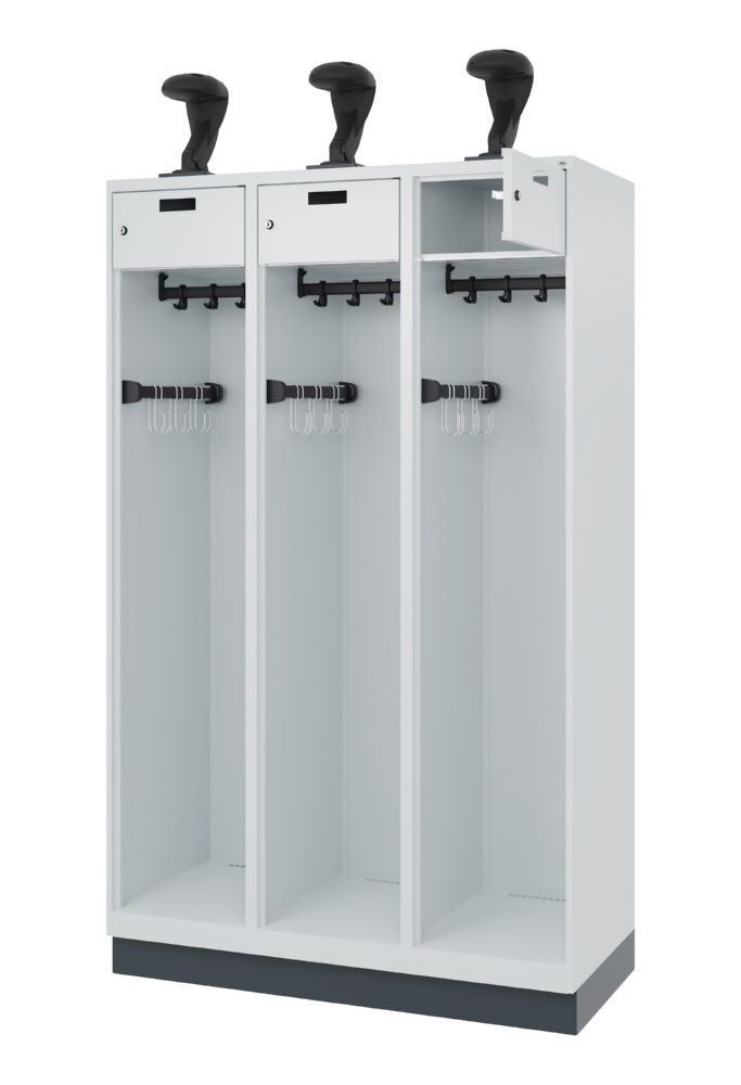 C+P Feuerwehrspind Praktus 3 offene Abteile lichtgrau 1200 x 500 x 1850 mm Produktbild C+P Feuerwehrspind Praktus 3 offene Abteile lichtgrau 1200 x 500 x 1850 mm bild 2