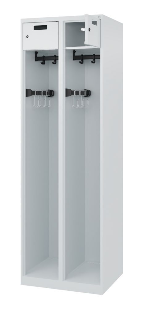 C+P Feuerwehrspind Praktus 3 Schiebehaken lichtgrau 600 x 500 x 1850 mm Produktbild C+P Feuerwehrspind Praktus 3 Schiebehaken lichtgrau 600 x 500 x 1850 mm bild 2