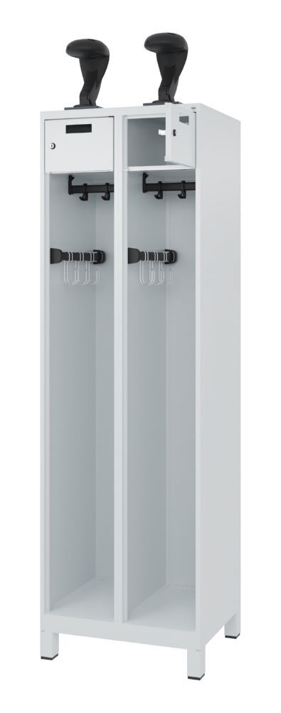 C+P Feuerwehrspind Praktus mit Fußteil 2 Abteile lichtgrau 600 x 500 x 1850 mm Produktbild C+P Feuerwehrspind Praktus mit Fußteil 2 Abteile lichtgrau 600 x 500 x 1850 mm bild 2