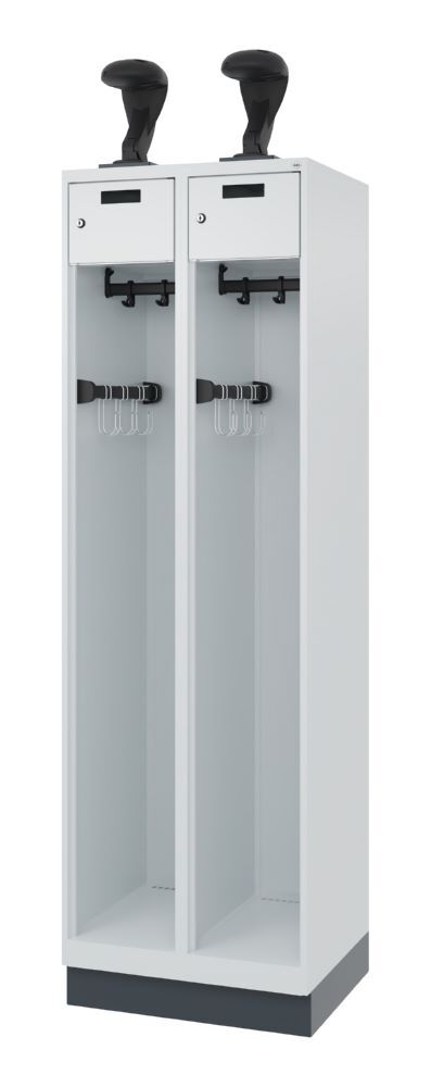 C+P Feuerwehrspind Evolo Praktus 2 identische Abteile lichtgrau 600 x 500 x 1850 mm Produktbild C+P Feuerwehrspind Evolo Praktus 2 identische Abteile lichtgrau 600 x 500 x 1850 mm