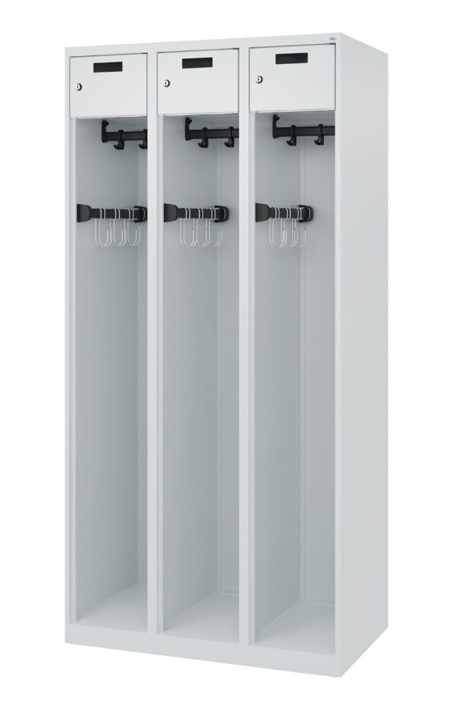 C+P Feuerwehrspind Praktus 3 Abteile lichtgrau 900 x 500 x 1850 mm Produktbild C+P Feuerwehrspind Praktus 3 Abteile lichtgrau 900 x 500 x 1850 mm bild 1