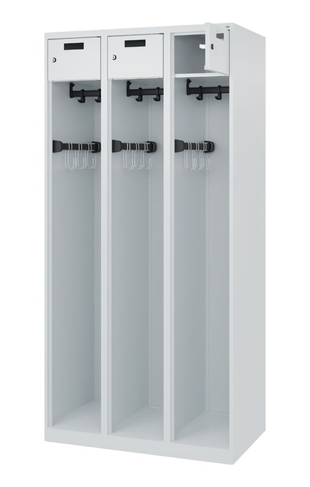 C+P Feuerwehrspind Praktus 3 Abteile lichtgrau 900 x 500 x 1850 mm Produktbild C+P Feuerwehrspind Praktus 3 Abteile lichtgrau 900 x 500 x 1850 mm bild 2