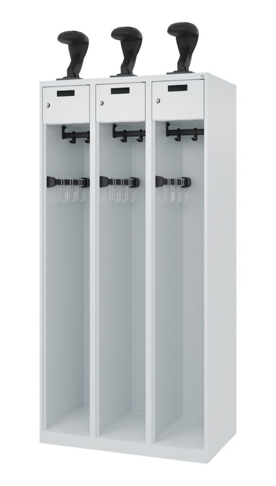 C+P Feuerwehrspind Evolo Praktus 3 Abteile je 300 mm lichtgrau 900 x 500 x 1850 mm Produktbild C+P Feuerwehrspind Evolo Praktus 3 Abteile je 300 mm lichtgrau 900 x 500 x 1850 mm bild 1