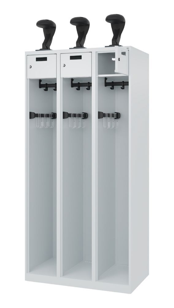 C+P Feuerwehrspind Evolo Praktus 3 Abteile je 300 mm lichtgrau 900 x 500 x 1850 mm Produktbild C+P Feuerwehrspind Evolo Praktus 3 Abteile je 300 mm lichtgrau 900 x 500 x 1850 mm bild 2