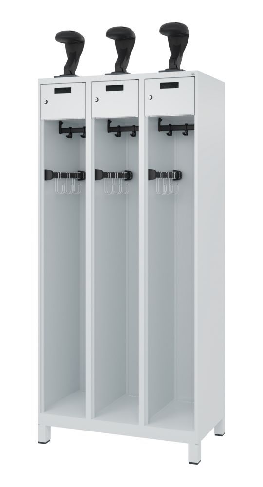 C+P Feuerwehrspind Evolo mit 3 Helmhalter lichtgrau 900 x 500 x 1850 mm Produktbild C+P Feuerwehrspind Evolo mit 3 Helmhalter lichtgrau 900 x 500 x 1850 mm