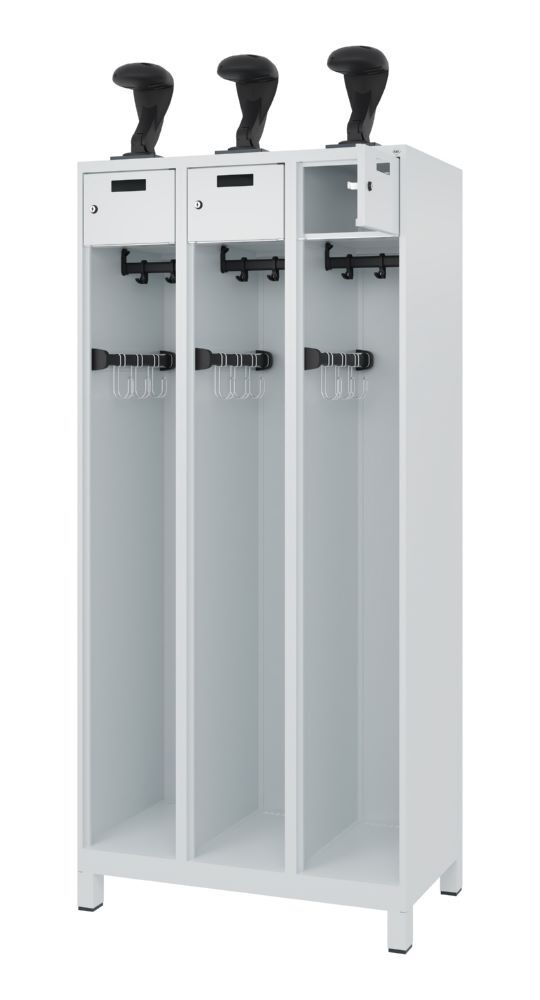 C+P Feuerwehrspind Evolo mit 3 Helmhalter lichtgrau 900 x 500 x 1850 mm Produktbild C+P Feuerwehrspind Evolo mit 3 Helmhalter lichtgrau 900 x 500 x 1850 mm bild 2