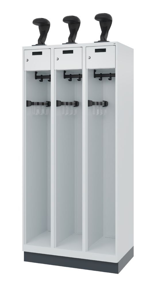 C+P Stahl Feuerwehrspind Evolo Praktus Hakenleiste lichtgrau 900 x 500 x 1850 mm Produktbild C+P Stahl Feuerwehrspind Evolo Praktus Hakenleiste lichtgrau 900 x 500 x 1850 mm