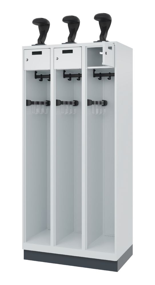 C+P Stahl Feuerwehrspind Evolo Praktus Hakenleiste lichtgrau 900 x 500 x 1850 mm Produktbild C+P Stahl Feuerwehrspind Evolo Praktus Hakenleiste lichtgrau 900 x 500 x 1850 mm bild 2