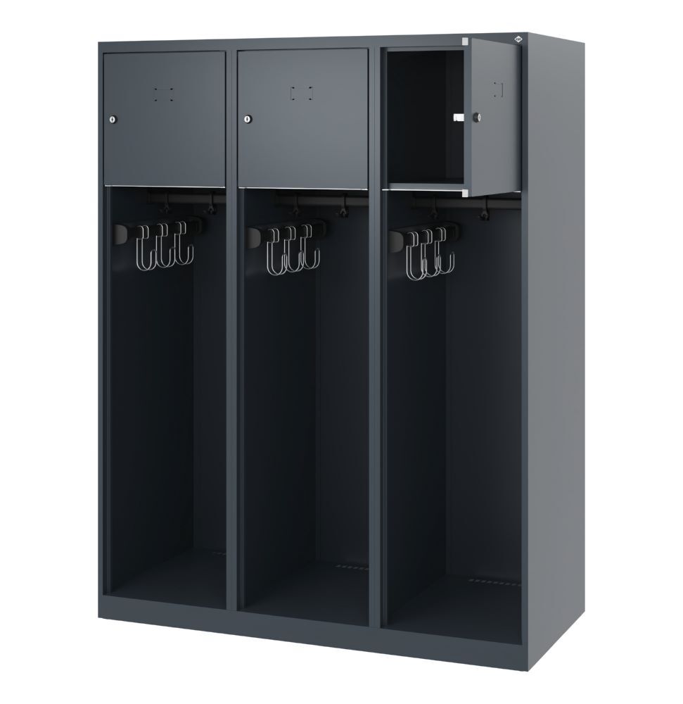 C+P Feuerwehrspind Youngster 3 Abteile in anthrazit 1200 x 500 x 1530 mm Produktbild C+P Feuerwehrspind Youngster 3 Abteile in anthrazit 1200 x 500 x 1530 mm bild 2