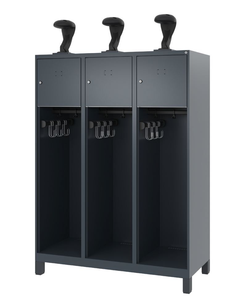 C+P Stahl Feuerwehrspind Youngster 3 Abteile anthrazit 1200 x 500 x 1530 mm Produktbild C+P Stahl Feuerwehrspind Youngster 3 Abteile anthrazit 1200 x 500 x 1530 mm