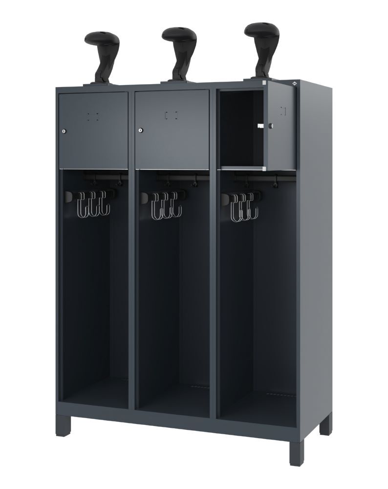 C+P Stahl Feuerwehrspind Youngster 3 Abteile anthrazit 1200 x 500 x 1530 mm Produktbild C+P Stahl Feuerwehrspind Youngster 3 Abteile anthrazit 1200 x 500 x 1530 mm bild 2