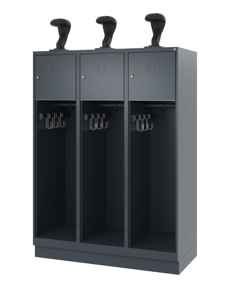 C+P Feuerwehrspind Youngster 3 Abteile mit Sockel anthrazit 1200 x 500 x 1530 mm Produktbild C+P Feuerwehrspind Youngster 3 Abteile mit Sockel anthrazit 1200 x 500 x 1530 mm