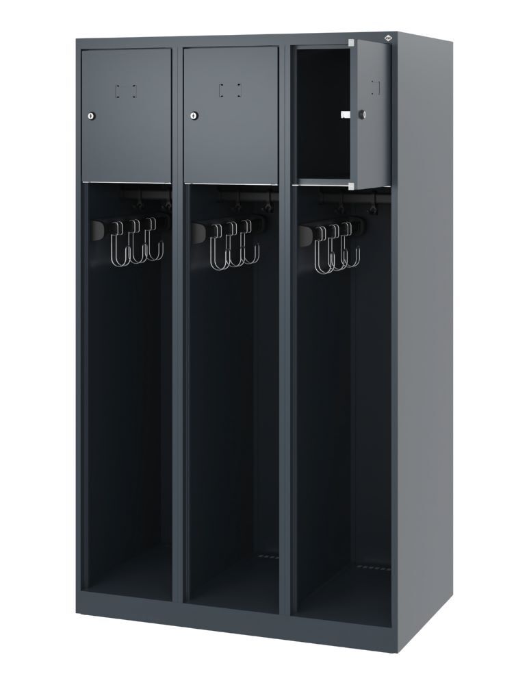 C+P Feuerwehrspind Modell Youngster 3 offene Abteile anthrazit 900 x 500 x 1530 mm Produktbild C+P Feuerwehrspind Modell Youngster 3 offene Abteile anthrazit 900 x 500 x 1530 mm bild 2