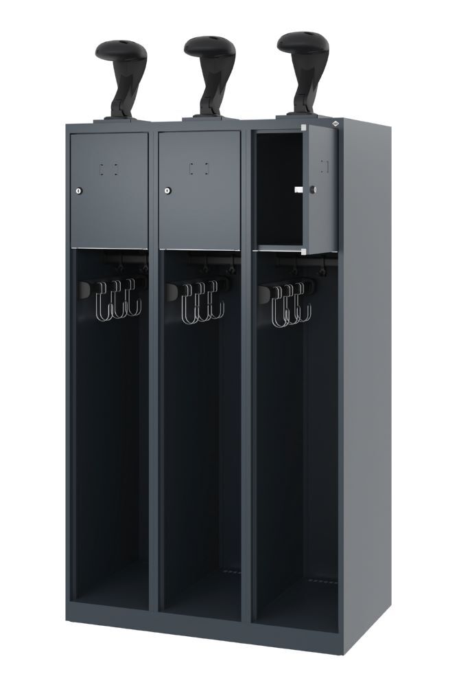 C+P Feuerwehrspind Youngster 3 Abteilemit Helmhalter anthrazit 900 x 500 x 1530 mm Produktbild C+P Feuerwehrspind Youngster 3 Abteilemit Helmhalter anthrazit 900 x 500 x 1530 mm bild 2