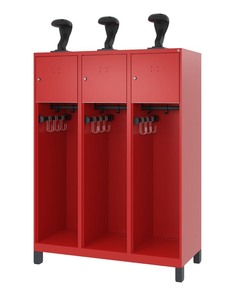 C+P Stahl Feuerwehrspind Yougster 3 Abteile in feuerrot 1200 x 500 x 1530 mm Produktbild C+P Stahl Feuerwehrspind Yougster 3 Abteile in feuerrot 1200 x 500 x 1530 mm