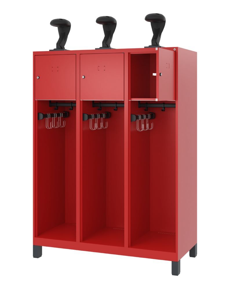C+P Stahl Feuerwehrspind Yougster 3 Abteile in feuerrot 1200 x 500 x 1530 mm Produktbild C+P Stahl Feuerwehrspind Yougster 3 Abteile in feuerrot 1200 x 500 x 1530 mm bild 2