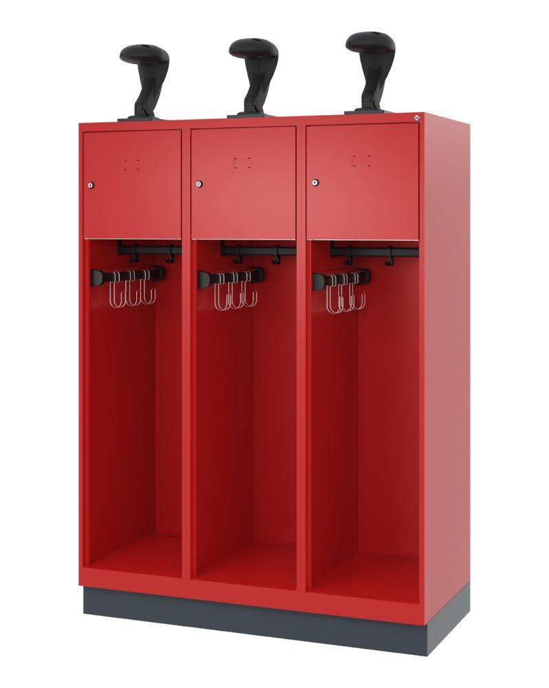 C+P Feuerwehrspind Youngster 3 Abteile mit Sockel feuerrot 1200 x 500 x 1530 mm Produktbild C+P Feuerwehrspind Youngster 3 Abteile mit Sockel feuerrot 1200 x 500 x 1530 mm