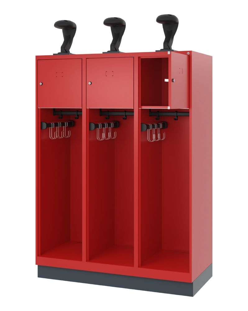 C+P Feuerwehrspind Youngster 3 Abteile mit Sockel feuerrot 1200 x 500 x 1530 mm Produktbild C+P Feuerwehrspind Youngster 3 Abteile mit Sockel feuerrot 1200 x 500 x 1530 mm bild 2