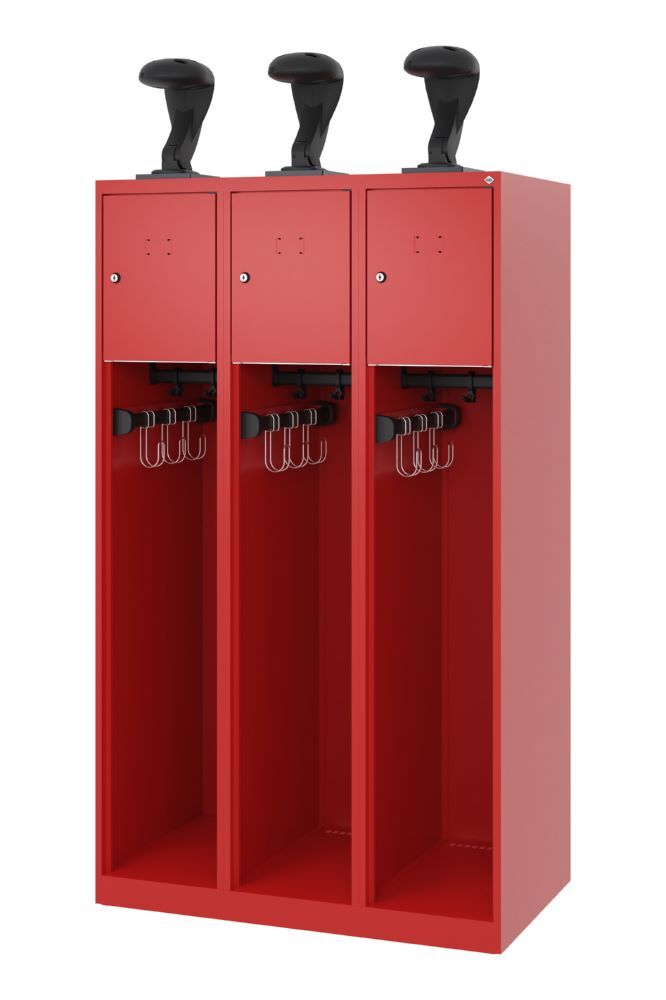 C+P Feuerwehrspind Youngster 3 Abteile mit Helmhalter feuerrot 900 x 500 x 1530 mm Produktbild C+P Feuerwehrspind Youngster 3 Abteile mit Helmhalter feuerrot 900 x 500 x 1530 mm