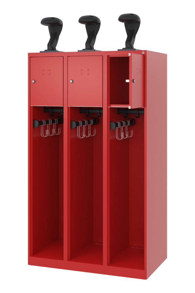 C+P Feuerwehrspind Youngster 3 Abteile mit Helmhalter feuerrot 900 x 500 x 1530 mm Produktbild C+P Feuerwehrspind Youngster 3 Abteile mit Helmhalter feuerrot 900 x 500 x 1530 mm bild 2