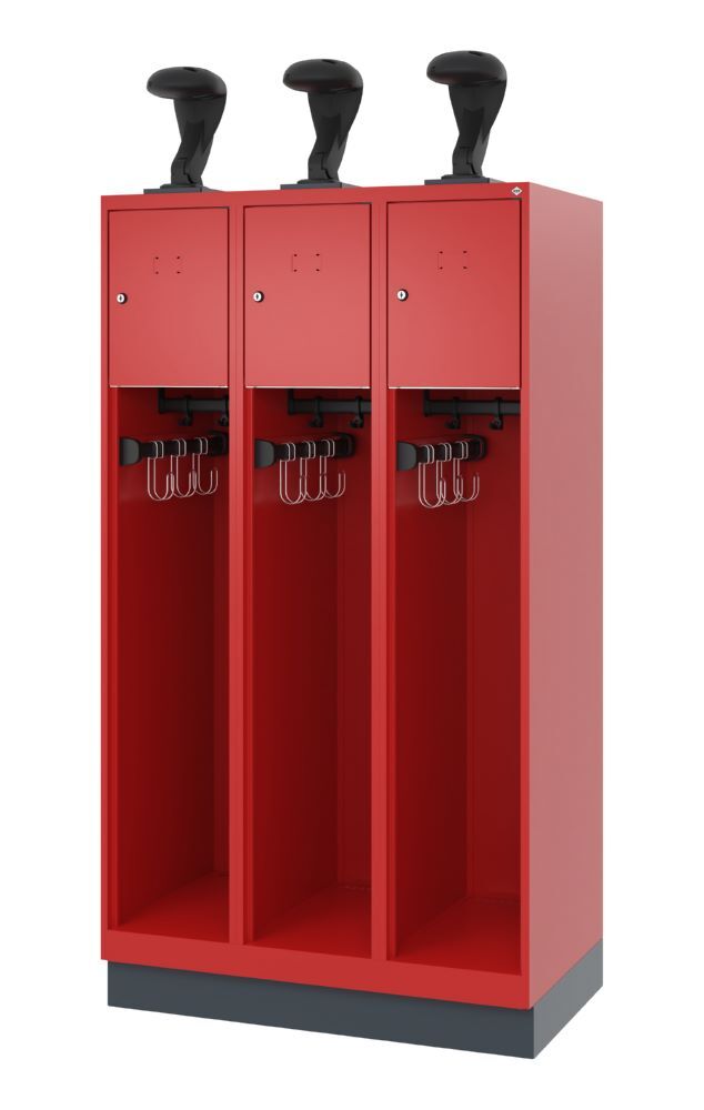 C+P Feuerwehrspind Evolo Youngster 3 Werfächer feuerrot 900 x 500 x 1630 mm Produktbild C+P Feuerwehrspind Evolo Youngster 3 Werfächer feuerrot 900 x 500 x 1630 mm