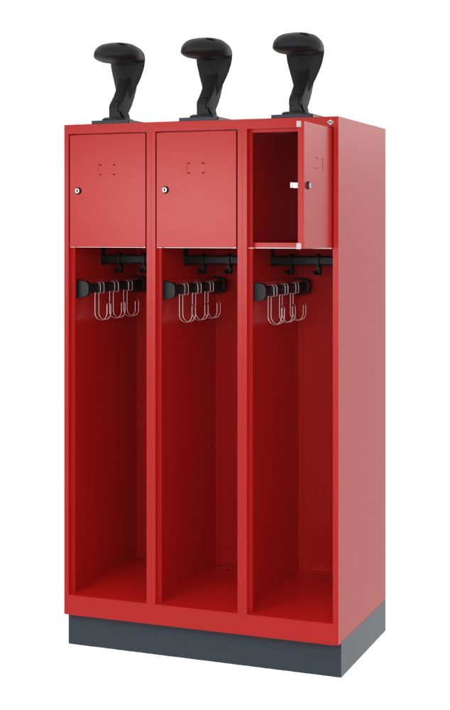 C+P Feuerwehrspind Evolo Youngster 3 Werfächer feuerrot 900 x 500 x 1630 mm Produktbild C+P Feuerwehrspind Evolo Youngster 3 Werfächer feuerrot 900 x 500 x 1630 mm bild 2
