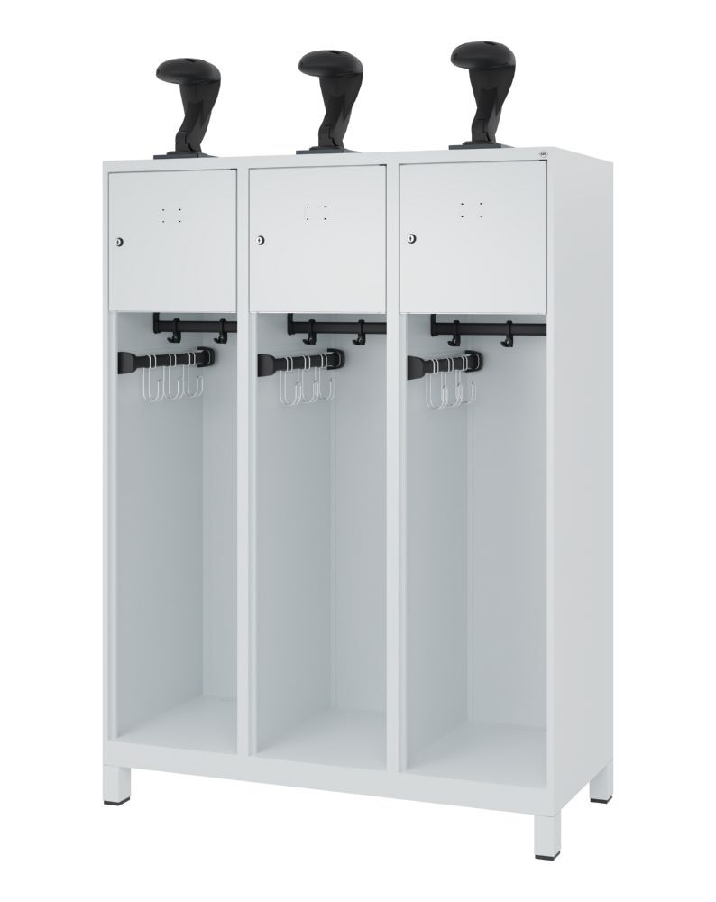 C+P Stahl Feuerwehrspind Youngster 3 Abteile in lichtgrau 1200 x 500 x 1530 mm Produktbild C+P Stahl Feuerwehrspind Youngster 3 Abteile in lichtgrau 1200 x 500 x 1530 mm