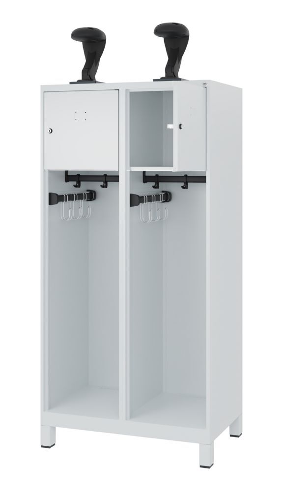 C+P Feuerwehrspind Youngster 2 Abteile je 400 mm lichtgrau 800 x 500 x 1530 mm Produktbild C+P Feuerwehrspind Youngster 2 Abteile je 400 mm lichtgrau 800 x 500 x 1530 mm bild 2