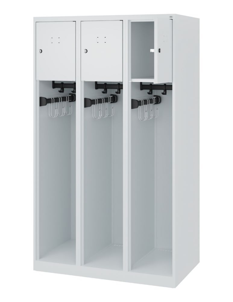 C+P Feuerwehrspind Modell Youngster 3 offene Abteile lichtgrau 900 x 500 x 1530 mm Produktbild C+P Feuerwehrspind Modell Youngster 3 offene Abteile lichtgrau 900 x 500 x 1530 mm bild 2