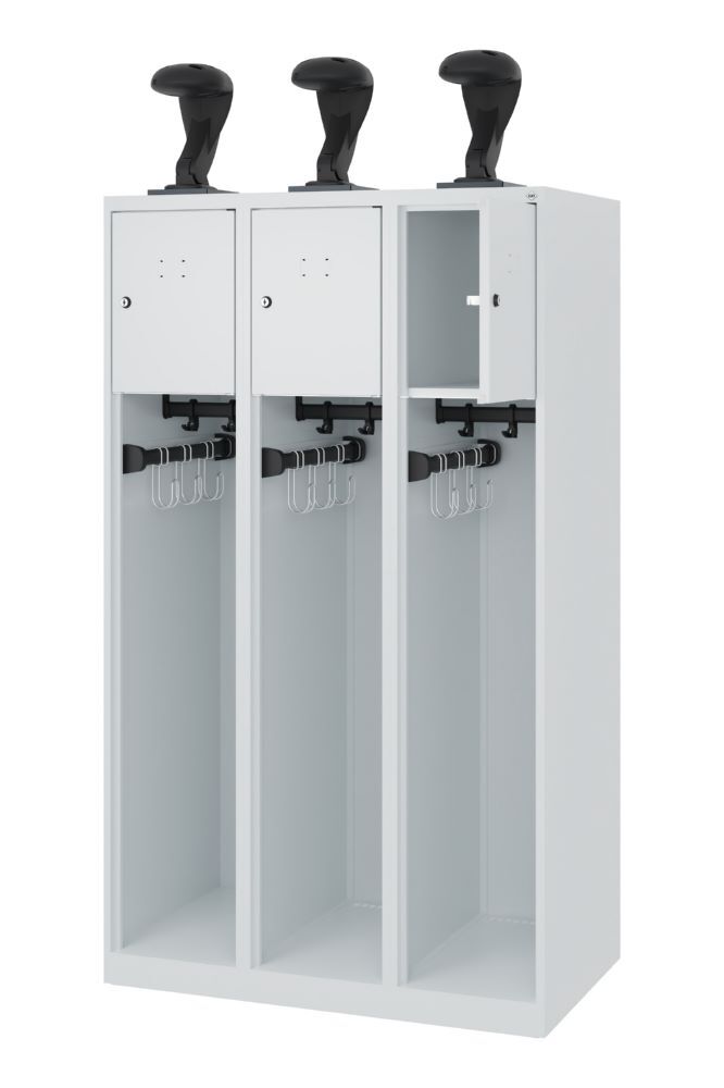 C+P Feuerwehrspind Youngster 3 Abteile mit Helmhalter grau 900 x 500 x 1530 mm Produktbild C+P Feuerwehrspind Youngster 3 Abteile mit Helmhalter grau 900 x 500 x 1530 mm bild 2