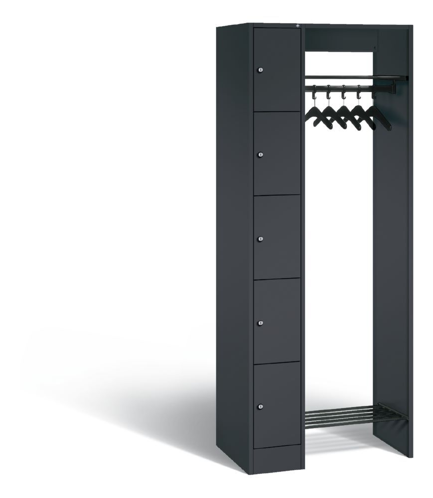 C+P Garderobe Serie 8070 inklusive Kleiderbügel anthrazit 740 x 480 x 1950 mm Produktbild C+P Garderobe Serie 8070 inklusive Kleiderbügel anthrazit 740 x 480 x 1950 mm