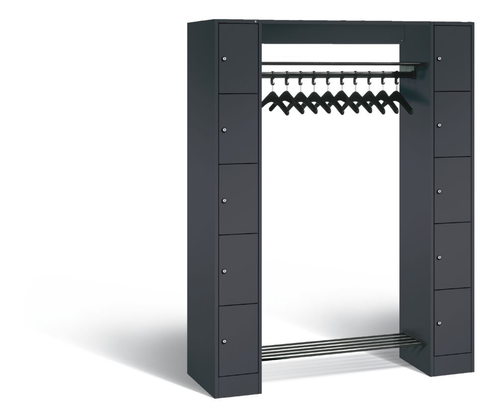 C+P Freistehende Garderobe mit Fächer Serie 8070 anthrazitgrau 1430 x 480 x 1950 mm Produktbild C+P Freistehende Garderobe mit Fächer Serie 8070 anthrazitgrau 1430 x 480 x 1950 mm