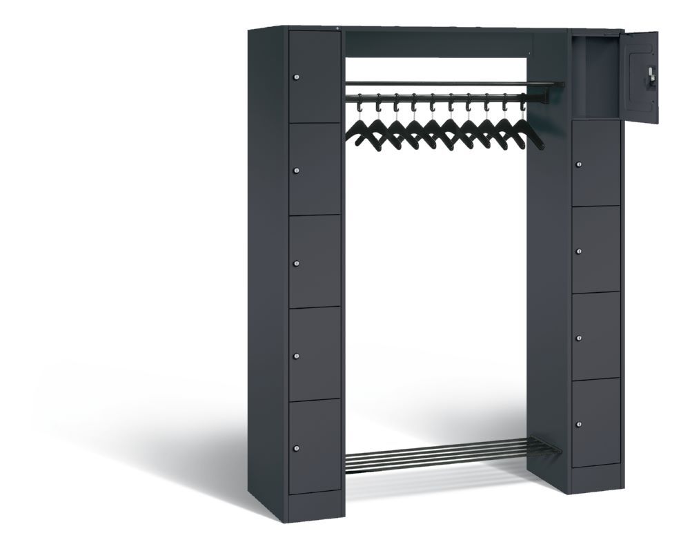 C+P Freistehende Garderobe mit Fächer Serie 8070 anthrazitgrau 1430 x 480 x 1950 mm Produktbild C+P Freistehende Garderobe mit Fächer Serie 8070 anthrazitgrau 1430 x 480 x 1950 mm bild 2