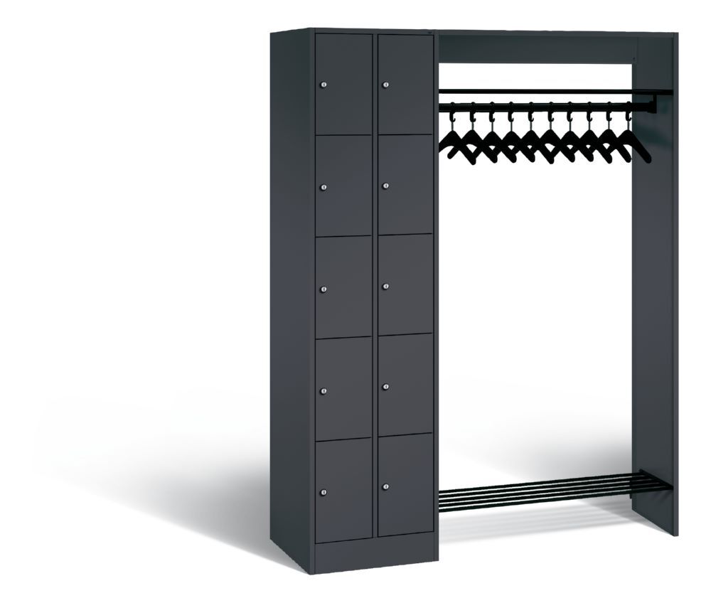 C+P Garderobe Serie 8070 links mit Fächerschrank in anthrazit 1410 x 480 x 1950 mm Produktbild C+P Garderobe Serie 8070 links mit Fächerschrank in anthrazit 1410 x 480 x 1950 mm