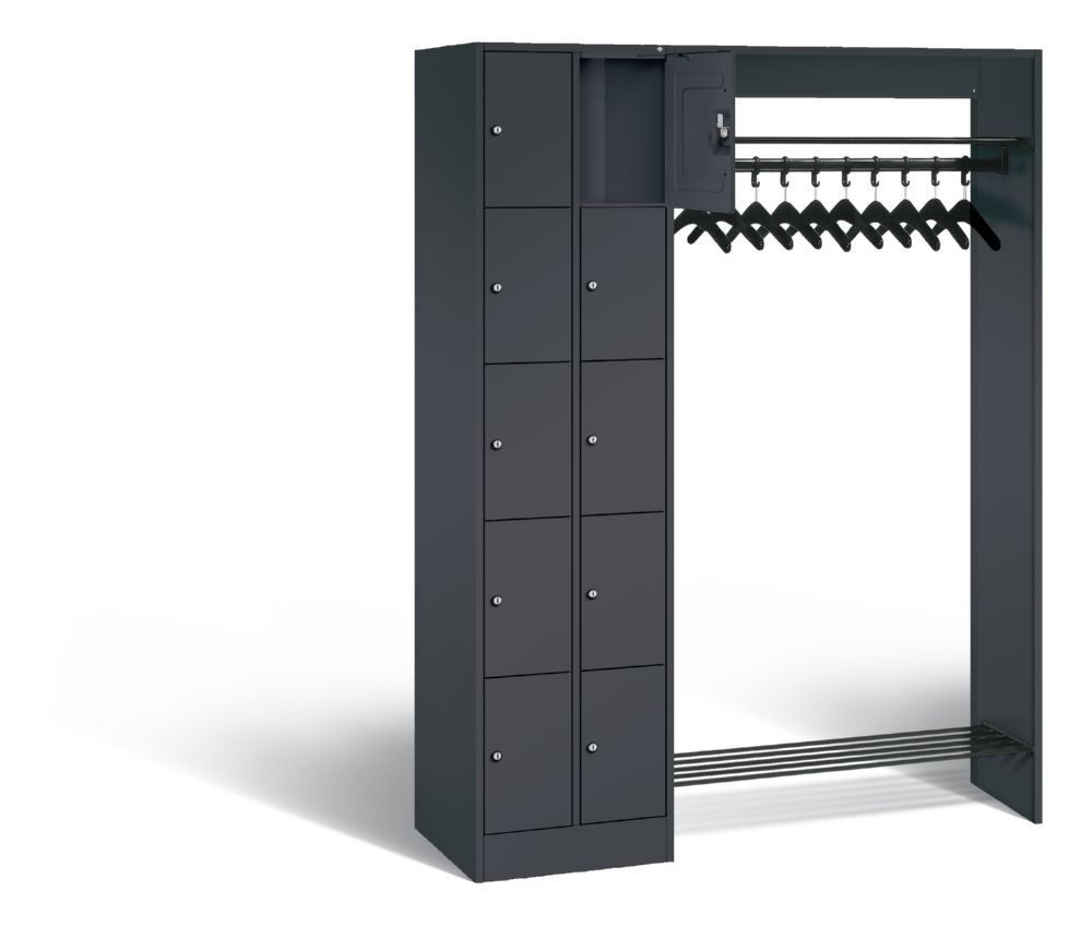 C+P Garderobe Serie 8070 links mit Fächerschrank in anthrazit 1410 x 480 x 1950 mm Produktbild C+P Garderobe Serie 8070 links mit Fächerschrank in anthrazit 1410 x 480 x 1950 mm bild 2