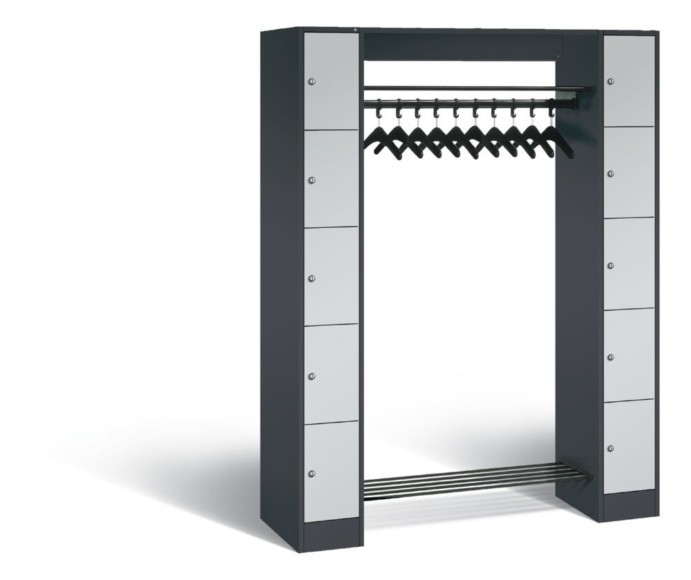 C+P Garderobe Serie 8070 Korpus anthrazit Fächer hellgrau 1430 x 480 x 1950 mm Produktbild C+P Garderobe Serie 8070 Korpus anthrazit Fächer hellgrau 1430 x 480 x 1950 mm