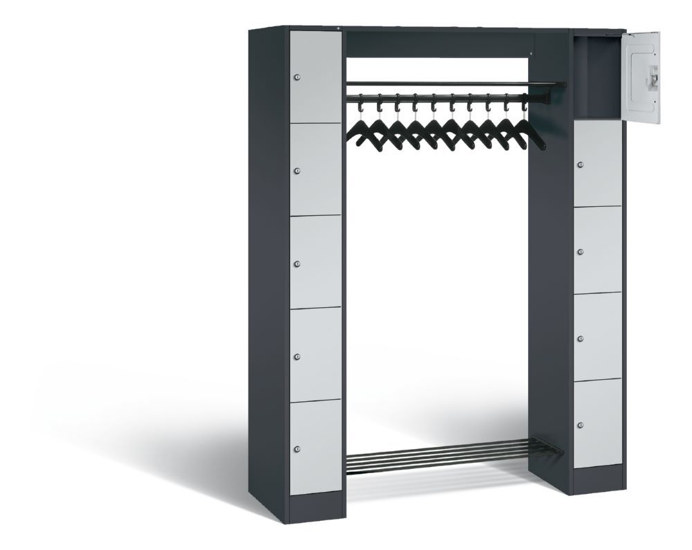 C+P Garderobe Serie 8070 Korpus anthrazit Fächer hellgrau 1430 x 480 x 1950 mm Produktbild C+P Garderobe Serie 8070 Korpus anthrazit Fächer hellgrau 1430 x 480 x 1950 mm bild 2